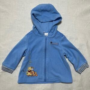 Vintage Disney Winnie the Pooh Baby Hoodie Zip-Up Jacket Light Blue Y2K 3-6 Mos